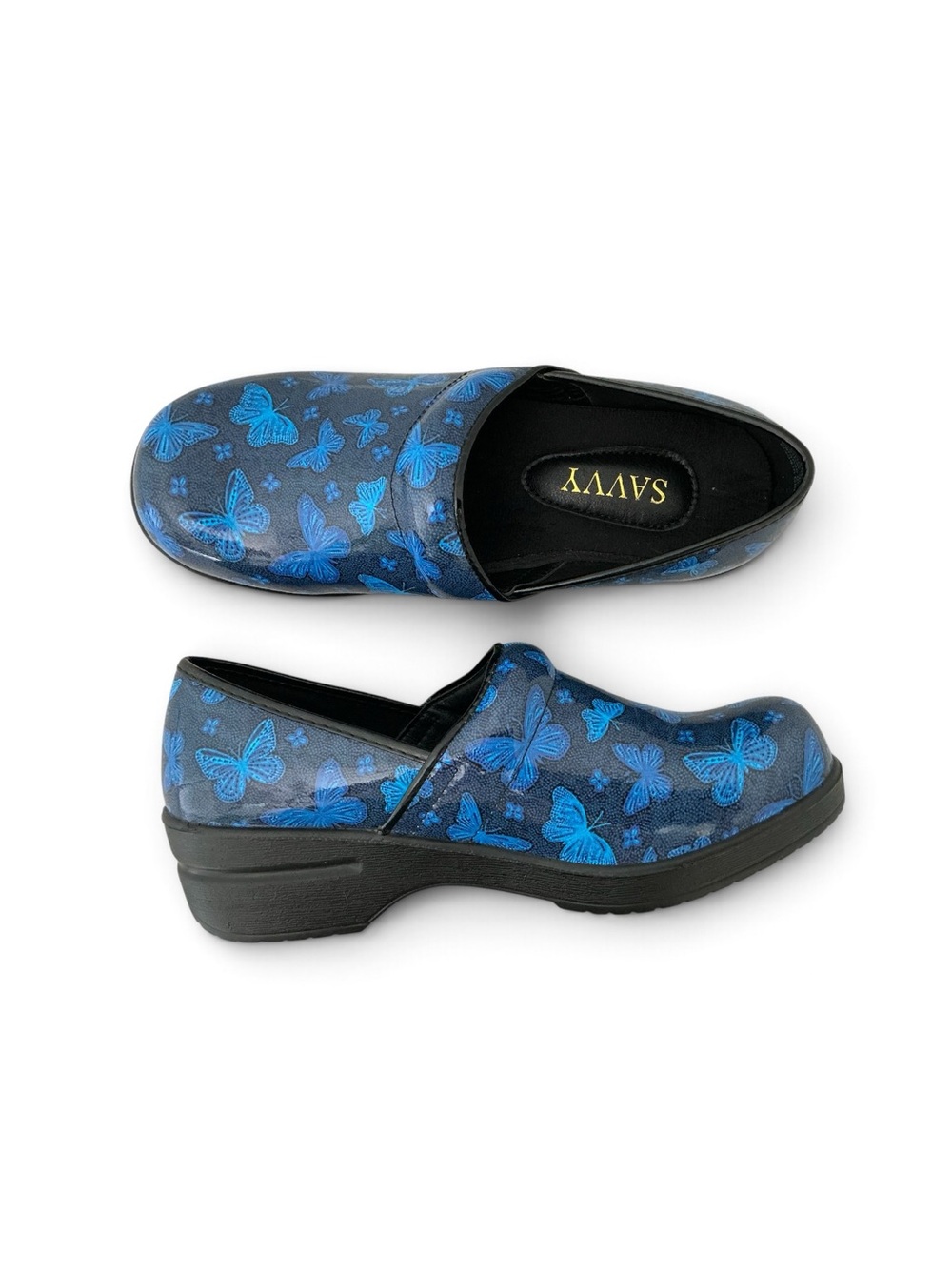 Savvy BrandY Butterfly Slip Resistant Medical Nursing Work Clogs Shoes Sz 8